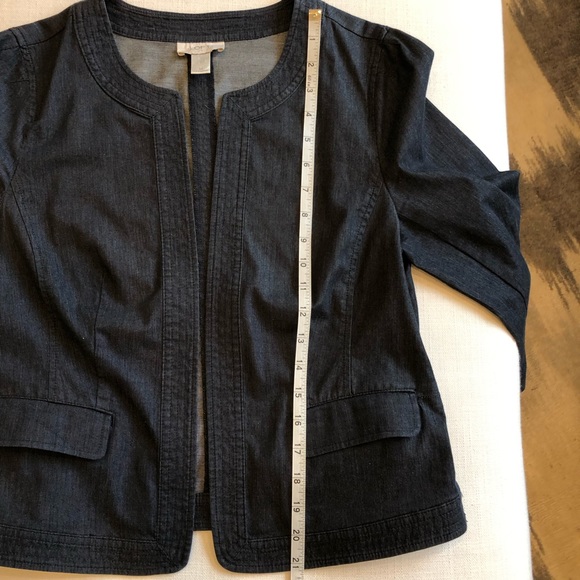 Loft Open Front Dark Denim Blazer - Size M - Picture 3 of 8